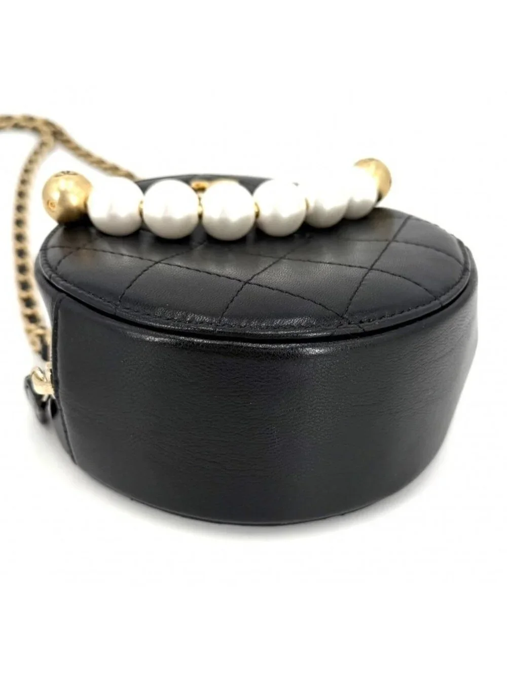 Chanel Shoulder Bag Quilted Chain Crossbody CC Logo Small Leather Faux Pearl